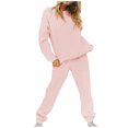 thumbnail image 2 of SMihono Pantalon en Lin pour Femmes Mode Grande Taille Décontracté Ample Costume Décontracté pour Femmes Col Rond Manches Longues avec Bande Élastique Solide Pantalon Large pour Femmes, jusqu'à 65 % de Réduction!, 2 of 6