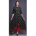 thumbnail image 2 of Bimba Robe Anarkali Noire à Spirale et à Motif Cachemire pour Femmes, Col Mandarin, Kurtis Indiens, Kurta Asymétrique - Grand, 2 of 5