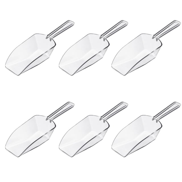 CHUANK 6 Pcs Plastic Candy Jar with Lid for Candy Buffet with 6 Pcs Mini Acrylic Plastic Kitchen Scoop 7.7 oz Clear Candy Container Plastic Cookie Jar for Kitchen Counter