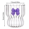 thumbnail image 2 of Ripple Glass Cup 12 Ounce Iced Coffee Beverage Container For Decorative Juice Water And Dessert Drinks With Bow Design, 2 of 6