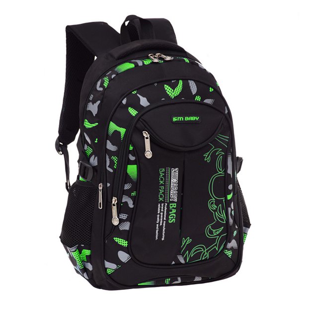 ruzhgo Students Book Stationery Storage Printed School Bag Hiking Portable Zipper Closure Backpack Large Capacity Knapsack Rucksack Blue Large Green Large