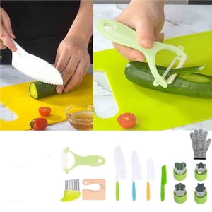 15PCS Toddler Knife for Chopping Mini Chef Knife Set for Kids Knives Kitchen Knife Set Plastic Children Cooking Cutter Set