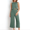 thumbnail image 5 of zanvin Ensemble 2 Pcs pour Femmes, Mode Femme Col Rond Sans Manches Blouse + Pantalons Amples avec Poches, Cadeaux d'Amitié, 5 of 5