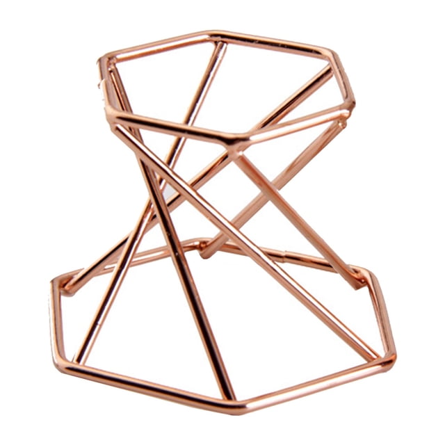 Chevalet Hexagonal Présentoir de Gemmes Décor Minéral Hexagone Rose Doré