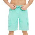 thumbnail image 2 of BADHUB Shorts Cargo à Cordon pour Hommes Taille Élastique Extensible Shorts de Travail Décontractés Ripstop Couleur Unie Shorts de Randonnée Bleu Clair 40, 2 of 7