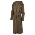 thumbnail image 4 of Innerwin Dressing Gown Solid Color Men Wrap Robe Home Hooded Thicken Plush Bath Robes Brown L, 4 of 8