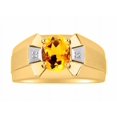 thumbnail image 1 of RYLOS Men's Rings 14K Yellow Gold Rings Classic Designer  9X7MM Oval Gemstone &  Diamond Ring Citrine November Birthstone Ring Size 10, 1 of 7