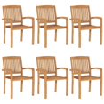 thumbnail image 2 of vidaXL Stacking Garden Chairs with Cushions 6 pcs Solid Teak Wood, 2 of 12