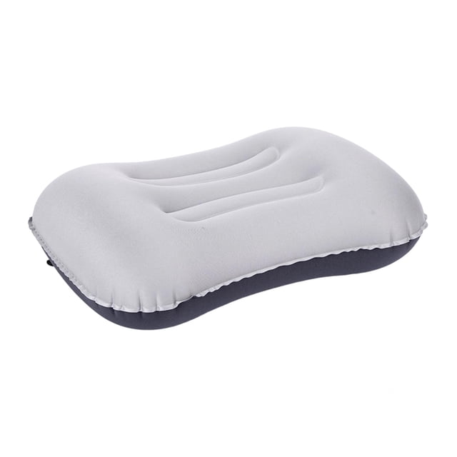 Bunblic Inflatable Camping Pillow Compressible Multipurpose Lightweight Neck Support Portable for Beach Cars Sleeping Airplane Hiking Light Gray