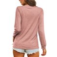 thumbnail image 5 of LUXUR T-shirt Femme Col Rond Tee-Shirt Couleur Unie Pull Décontracté Manches Longues Rose m, 5 of 5
