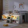 thumbnail image 4 of Gymax Twin Size Loft Bed w/ LED Lights Staircase & Safety Guardrail Under-bed Storage Grey, 4 of 9