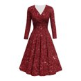 thumbnail image 1 of Offre à Durée Limitée Iumwxz Robe à Col en V à Manches Longues pour Femmes Tunique Robe de Performance Robe à Imprimé Brillant Robes Longues pour Femmes Robe Ample et Fluide pour la Rue, 1 of 3