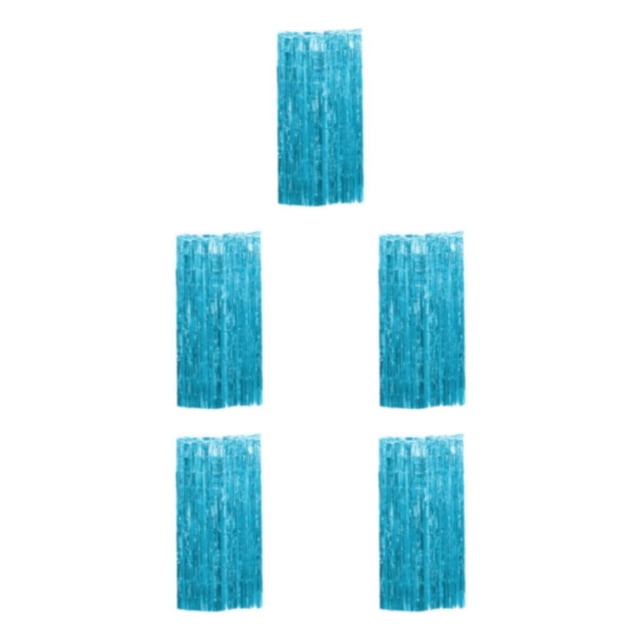 Decodeary Safe Foil Fringe Curtain Multiple Colors And Finger Tassels For Memorable Light Blue 3*1m 5Set