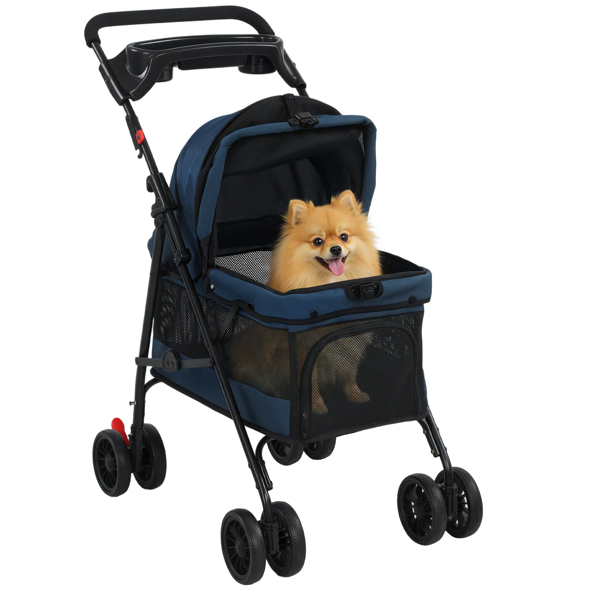 PawHut Foldable Pet Stroller for Small Dogs and Cats with Mesh Windows