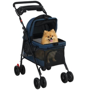 PawHut Foldable Pet Stroller for Small Dogs and Cats with Mesh Windows