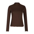 thumbnail image 4 of Yuyuzo Womens Ribbed Shirts High Neck Long Sleeve Slim Fitted Solid Color Basic Going out Tops, 4 of 6