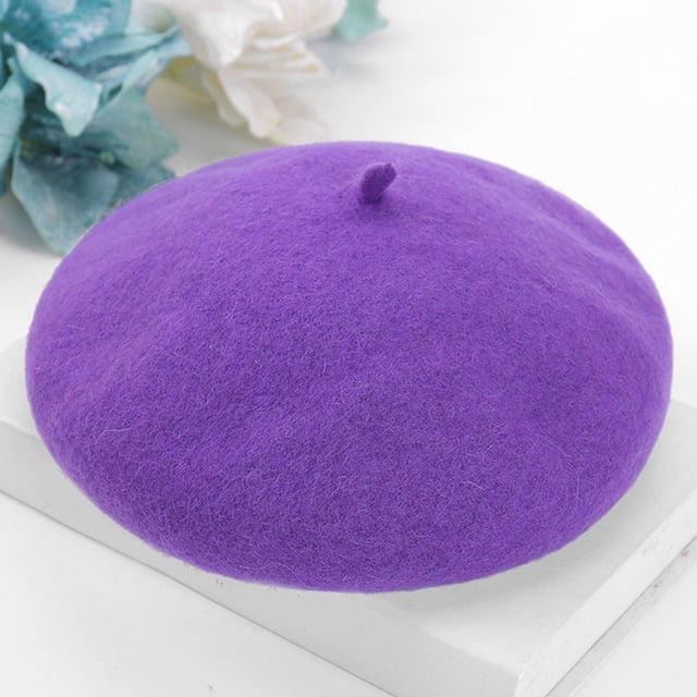 Women New Solid Color Adjustable Wool Beret Wool Warm Hat In Autumn And Winter