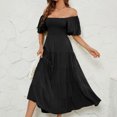 thumbnail image 4 of Prix Réduit, Robe d'Été Unie à Taille Haute pour Femmes, Robe à Taille Haute, Robe Unie, Design à Taille Enveloppée Ultra-Confortable Ajustement/100 % Polyester, Noir, 4 of 9
