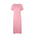 thumbnail image 4 of PEZHADA Longue Robe pour Femmes Été Robe Décontractée pour Femmes à Col Rond Couleur Unie Longue Robe à Manches Courtes Robe à Col Rond à Manches Longues Longue Robe à Manches Longues Longue Robe pour Femmes, 4 of 7