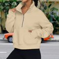 thumbnail image 3 of Stand Collar Fall Clothes Half Zip Women Solid Color Daily Outfit (Coffee XL), 3 of 6