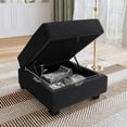 thumbnail image 2 of HONBAY Velvet Square Ottoman Module for Modular Sectional Sofa, Storage Footrest, Black, 2 of 4