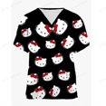 thumbnail image 1 of Jiayi Haut de Sarrau à Manches Courtes pour Femmes à Col en V avec Poche Hello Kitty, Imprimé de Dessins Animés, Régulier, 1 of 5