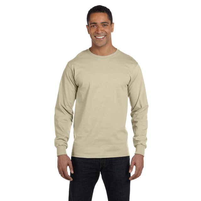 The Hanes 61 oz Manches Longues Beefy-T Sable TG