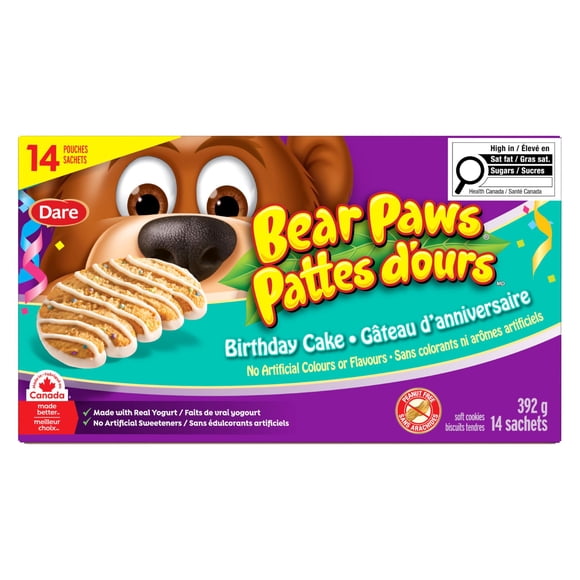 Biscuits moelleux au Pattes d’ours Gâteau d’anniversaire, 336g (14 sachets)