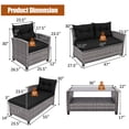 thumbnail image 3 of Costway 4 PCS Patio Rattan Furniture Set Sofa Ottoman Cushion Garden Deck Black, 3 of 10