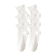 cfhntfmh 3 Pairs Women's Ruffle Socks Casual Cute Ankle Socks Breathable Cotton Soft Crew Socks for Ladies