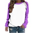 thumbnail image 1 of AherBiu Chandails à Col Rond pour Femmes, Hauts à Manches Longues, Hauts à Blocs de Couleur pour Sorties, T-Shirts d'Entraînement, 1 of 7