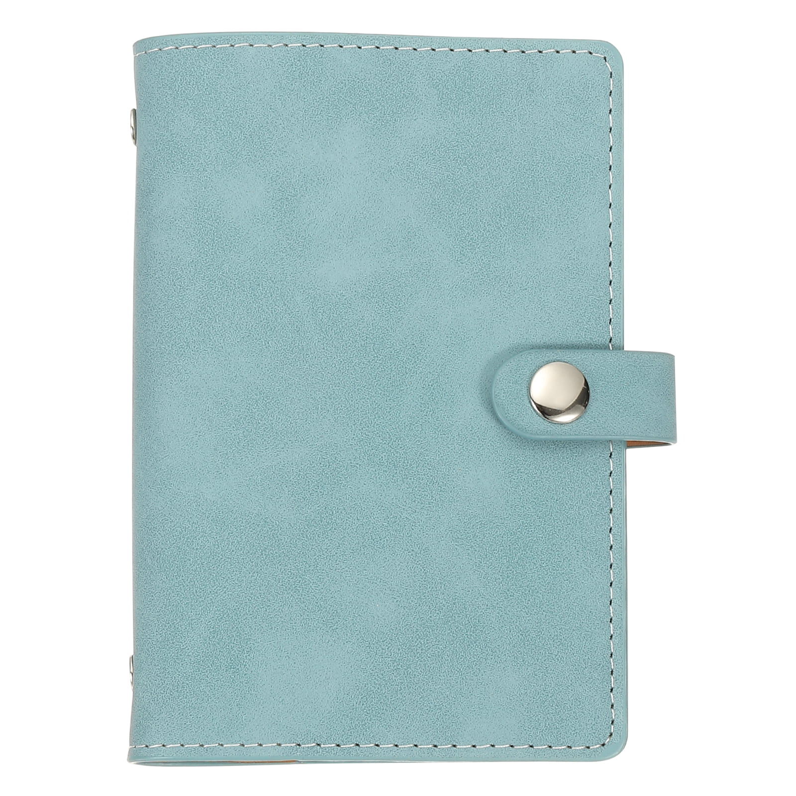 Uxcell A7 PU Leather Binder Cover, 6 Ring Loose Leaf Binder Protector Round Ring Binder Cover Refillable Notebook Binder for Meeting Photocard Budget Notebook Folder, Light Blue