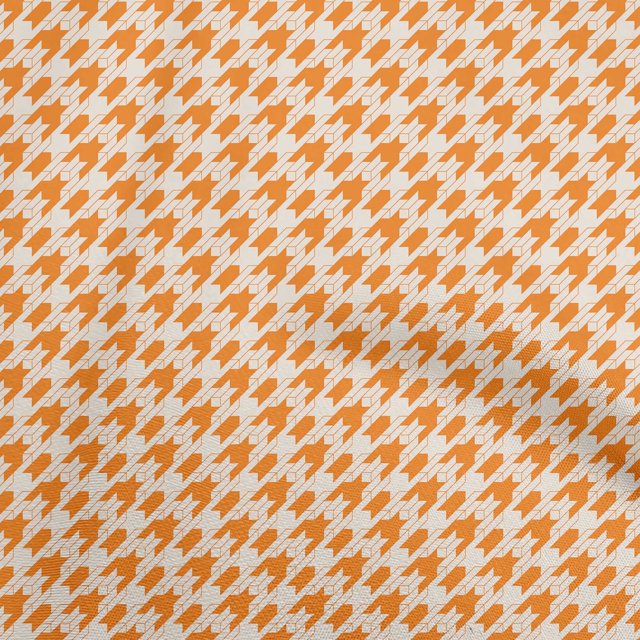 oneOone Silk Tabby Orange Fabric Houndstooth Craft Projects Decor Fabric Printed By The Yard 42 Inch Wide