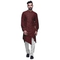 thumbnail image 1 of Atasi Button Down Long Kurta For Men Solid Chinese Collar Casual Ethnic Kurtas-XXX-Large, 1 of 6