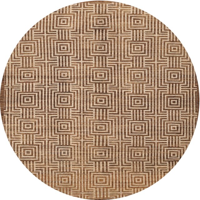Ahgly Company Tapis d'Intérieur Rond Contemporain Acajou Brun Lavable en Machine, 10 Pieds Rond