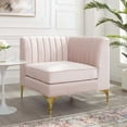 thumbnail image 1 of Modway Triumph Fauteuil d'Angle de Canapé Sectionnel en Velours de Performance à Canaux Capitonnés, Rose, 1 of 5
