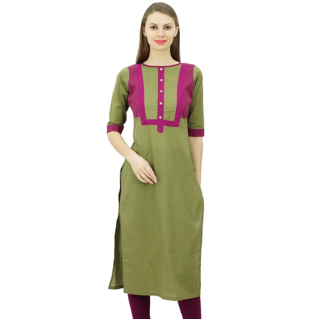 Phagun Cotton Straight Kurti Tunic With Front Button Casual Kurta