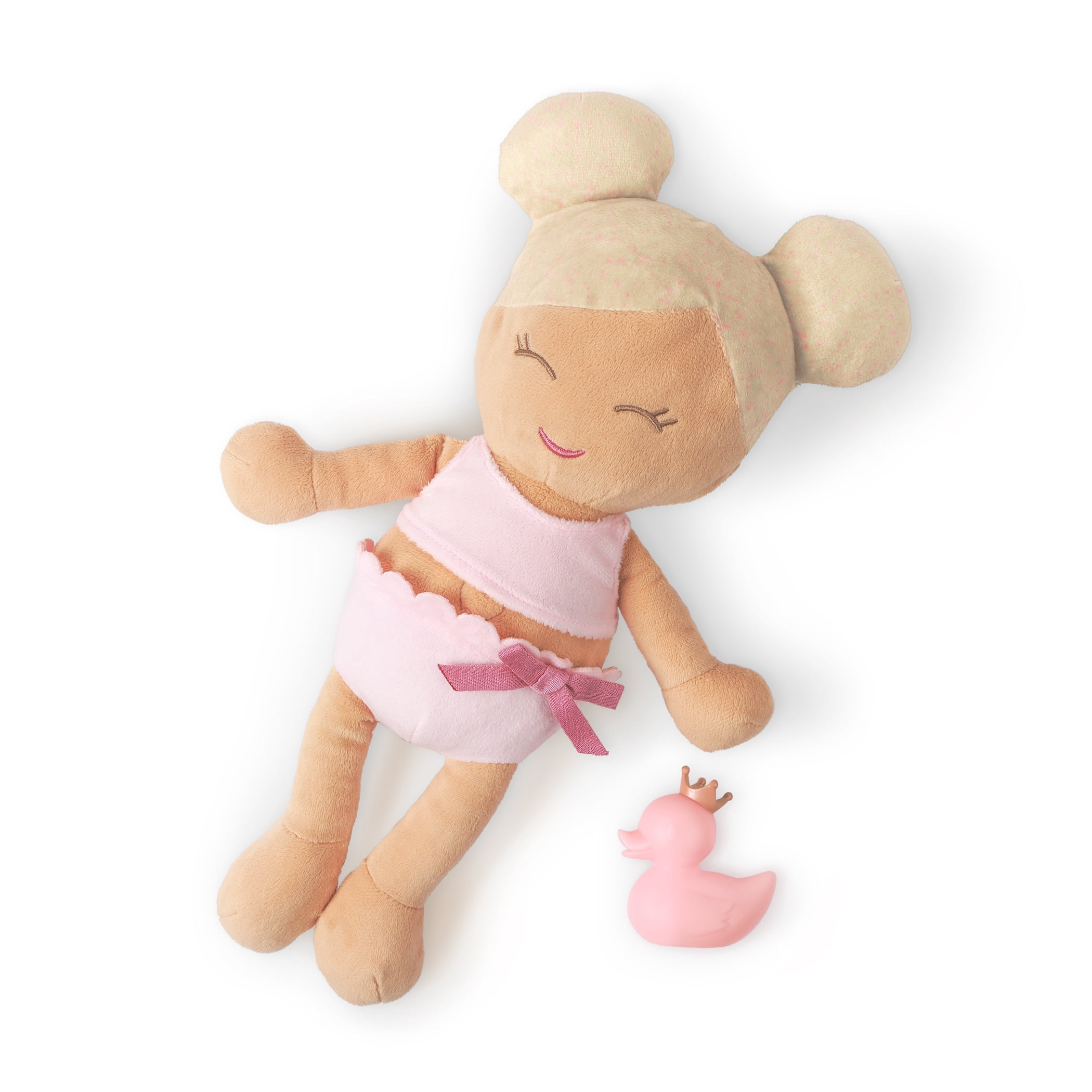 LullaBaby Plush Baby Bath Doll Blonde Hair & Fair Skin Tone