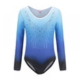 thumbnail image 1 of Greyghost Children Kids Girls Long Sleeve Leotards, Bright Color Patterned Gradient Ballet Practice Dance Wear Costumes, Athletic Gymnastics Bright Color Body Suits, 1 of 19