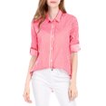 thumbnail image 1 of INSPIRE CHIC Women's Button Down Roll-up Long Sleeves Lapel Collar Shirts S Red, 1 of 7