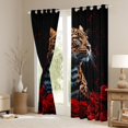 thumbnail image 3 of Leopard Window Drapes Block 30%-50% Light,Cheetah Rose Flower Kitchen Window Treatments 42Wx63L Inches,Red Geometric Honeycomb Decor Window Curtains, 3 of 6
