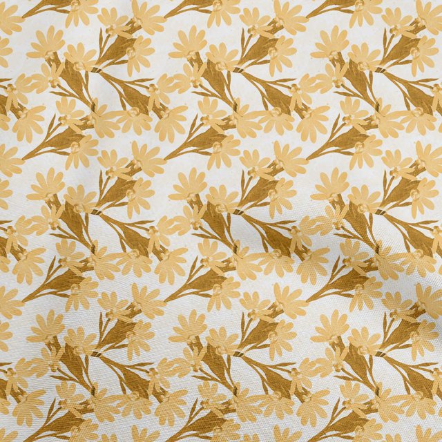 oneOone Cotton Poplin Light Yellow Fabric Floral Craft Projects Decor Fabric Printed By The Yard 42 Inch Wide