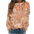 thumbnail image 2 of DPTALR Women's Print Round-Neck Pullover Tops Long Sleeve Comfortable Blouse Sweatshirt, 2 of 5