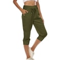 thumbnail image 2 of Timegard Womens Yoga Pants Drawstring High Waist Workout Cropped Pants Athletic Capri Pants with Pockets, 2 of 7