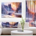 thumbnail image 1 of Designart - Christmas forest with river - Landscapes Painting Print on Wrapped Canvas set, 1 of 1