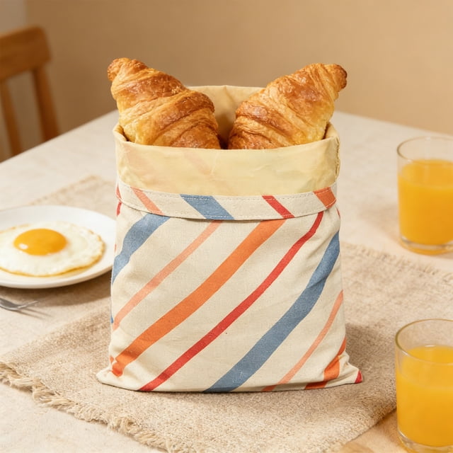 Amzcrzy Cloth Bread Bag Zipper Beeswax Bread Bag Reusable Food Storage Bag Double Layer Beeswax Wrap Bag with Buckle Fresh Keeping Bag for Bread Fruit Vegetables Snacks Home and Kitchen