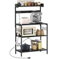 thumbnail image 1 of HOMCOM Kitchen Bakers Rack with Power Outlet, Coffee Bar, Distressed Black, 1 of 10