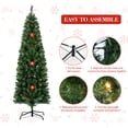 thumbnail image 4 of 6.5FT Pre-Lit Pencil Christmas Tree,  Artificial Christmas Trees 250 LED Lights with 8 Modes, Slim Christmas Decorations with 586 Branch Tips & Metal Stand for Holiday Home Decor, 4 of 6