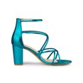 thumbnail image 3 of BLISSFUL STEP Sandales à Talons Blocs à Brides Croisées pour Femmes Bleu Lac 8,5, 3 of 7