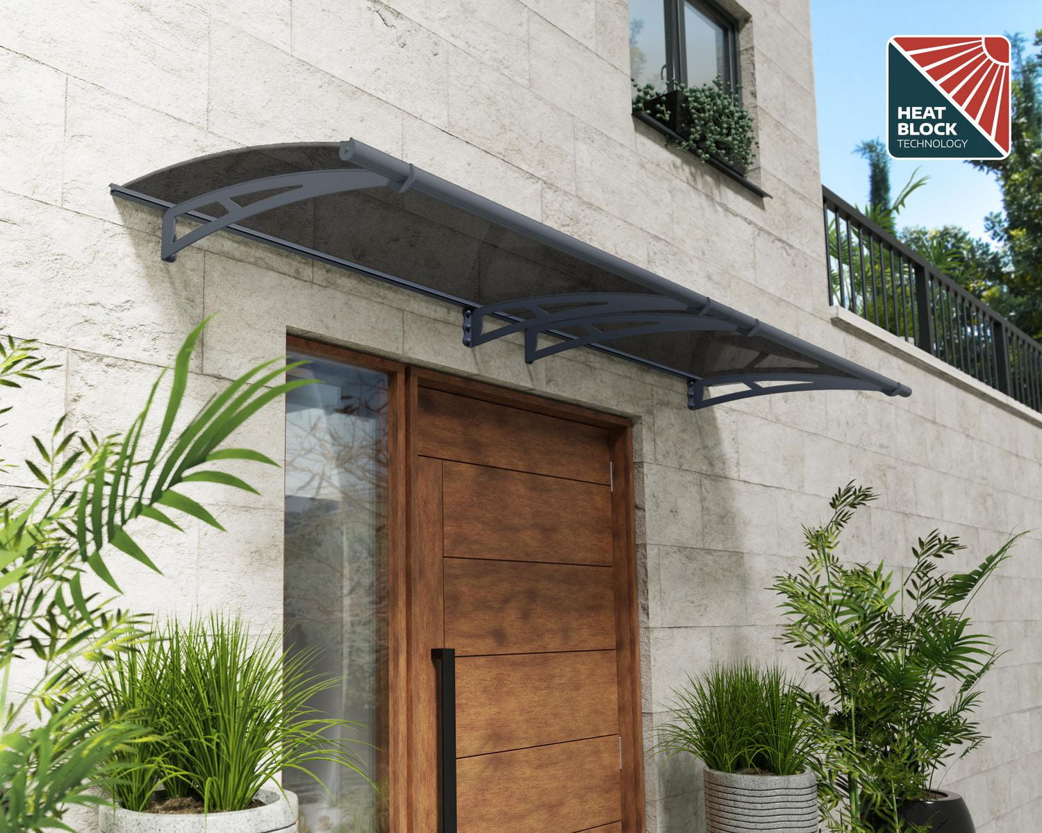 CANOPIA by PALRAM Auvent fixe pour portes et fenêtres Aquila, 3 pi x 10 pi, gris